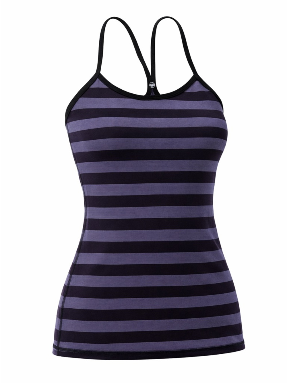 Lululemon Power Y‎ Tank Women 4 Striped Purple Black Built in Bra Gym Yoga
